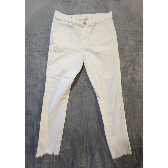 LOFT Women’s Size 8 29 White Skinny Crop Jeans Raw Hem Ankle Pants - Picture 1 of 10